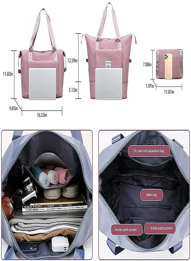 FLOBIQUE حقيبة يد قابلة للطي من فلوبيك، حقيبة سفر دافل لليوجا، للنساء والفتيات | حقيبة أمتعة خفيفة الوزن ومقاومة للماء، حقيبة حمل قابلة للطي ذات سعة كبيرة للسفر والنادي الرياضي، - Image 4